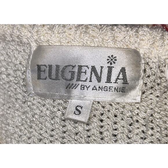 Eugenia by Angenie Vintage 80's Applique & Angora Hair Embellished Sweater Small - Picture 5 of 6